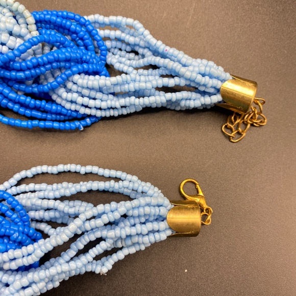 Chunky Seed Beads Blues Twist Boho Style Summer Beachy Necklace - Picture 4 of 5